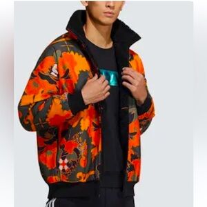 Adidas Reversible Unisex Jacket With Tiger Design Fleece Jacket Multi-Color